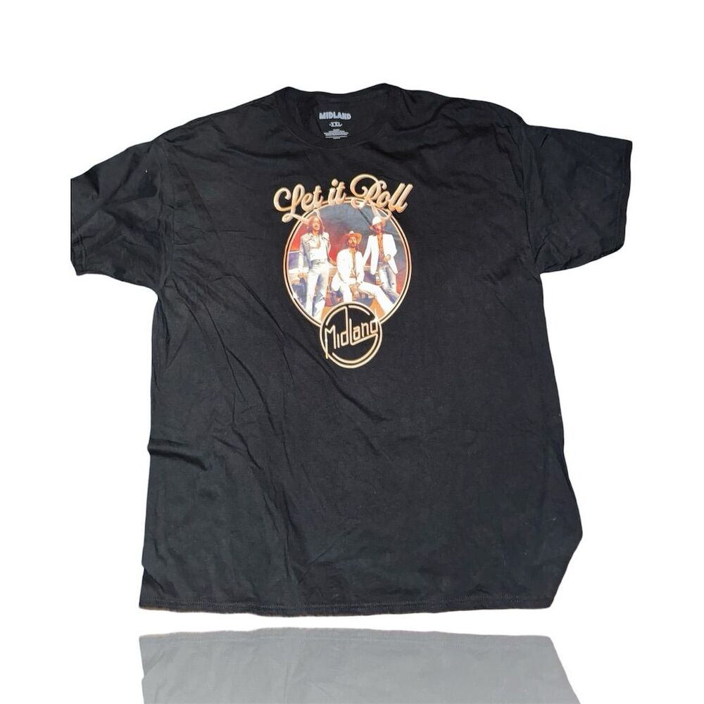 Midland "Let it Roll" Band T-Shirt Men's 2XL Black Graphic Print: Country Music